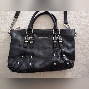 MICHAEL KORS Pebbled Black Leather Satchel Crossbody Medium  Bag